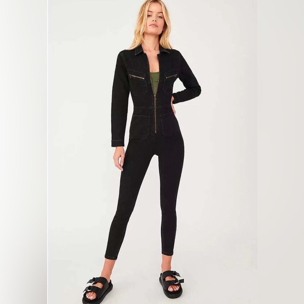 Free People Lennox denim jumpsuit
